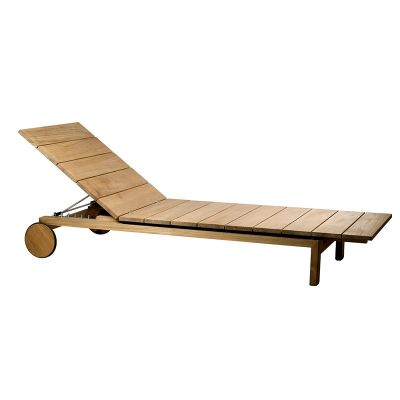 Outdoor furniture teak wood Sun Lounger with wheels