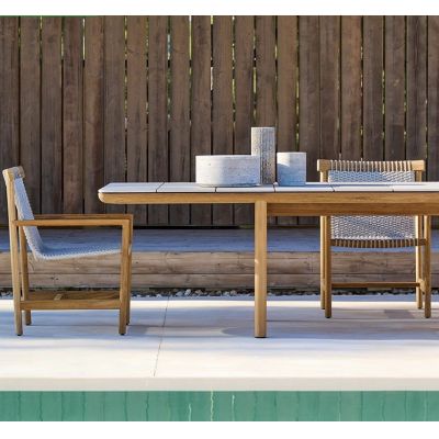  Garden Table Teak and Chairs with rope dining chair