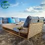 Big size seaside Poolside double Sunbed/ daybed with curtain